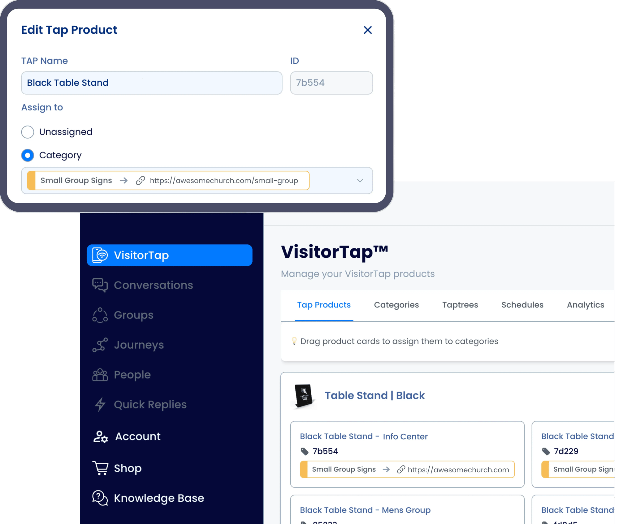 VisitorTap Dash landing page