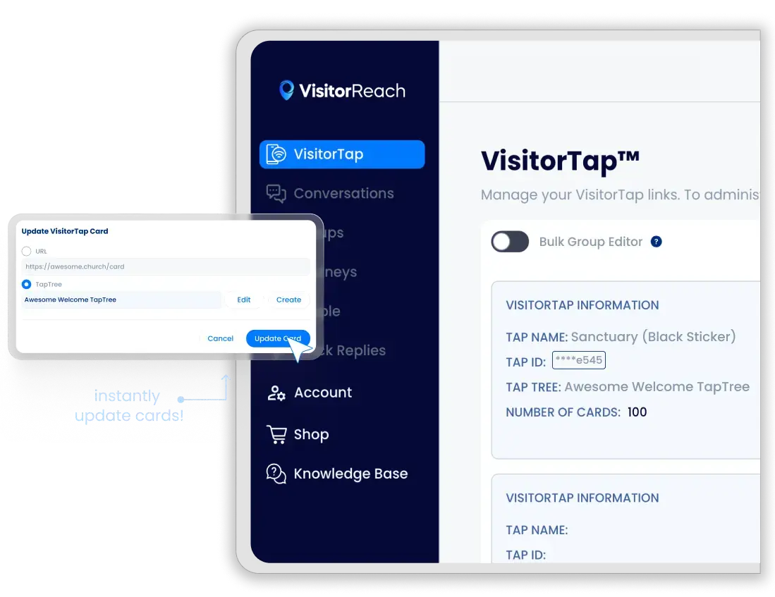 update links VisitorTap update links VisitorTap